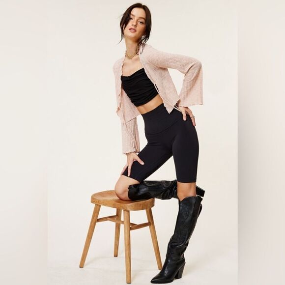 097. OPEN FRONT CARDIGAN WITH BELL SLEEVES- LATTE - Picture 5 of 5